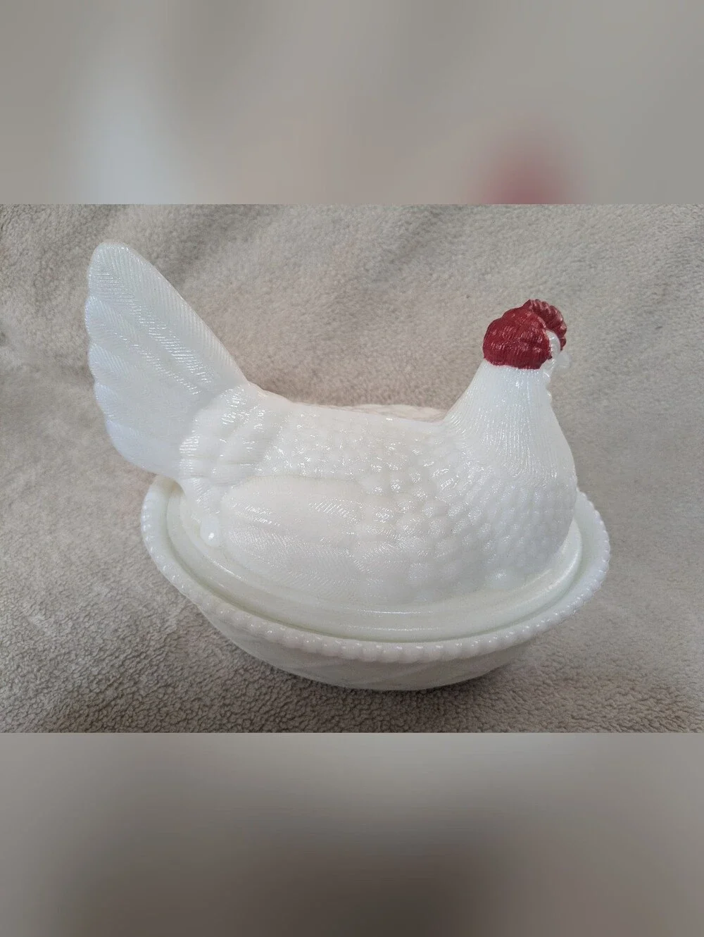 Westmoreland Vintage Chicken/Hen White Milk Glass Serving Dishes